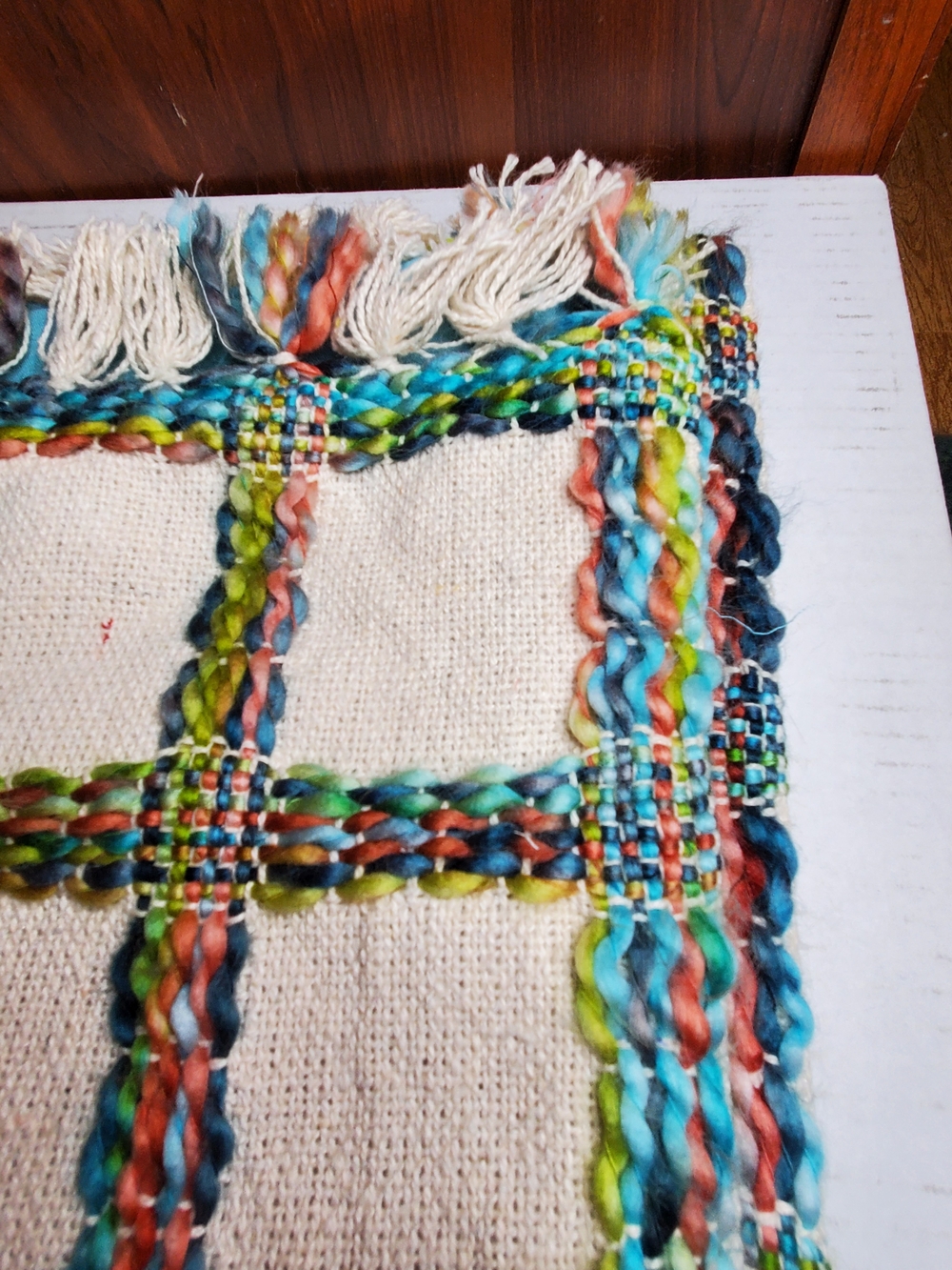 Boho Open Grid Hand Woven Fringed Table Runner Multicolor 73x14 Rustic